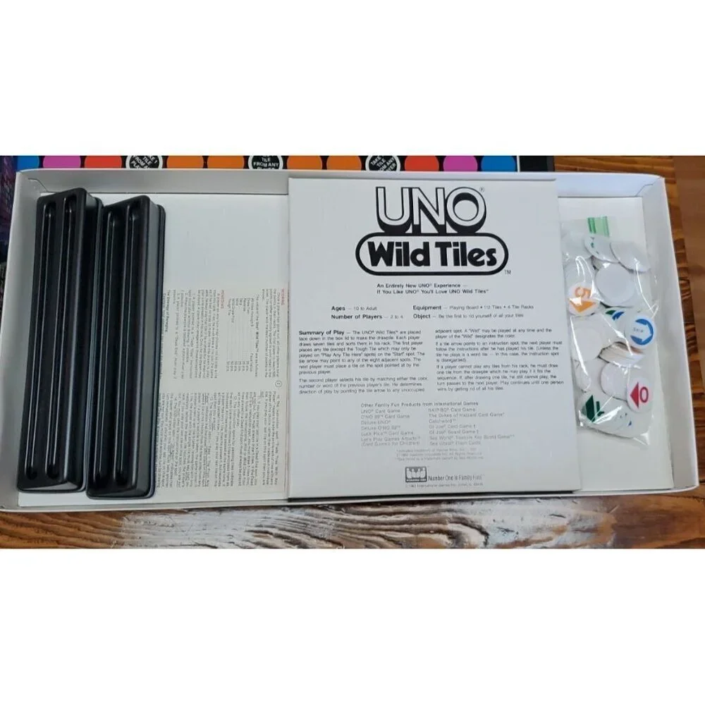 Vintage UNO Wild Tiles 1983 Strategy Board Game International Games
